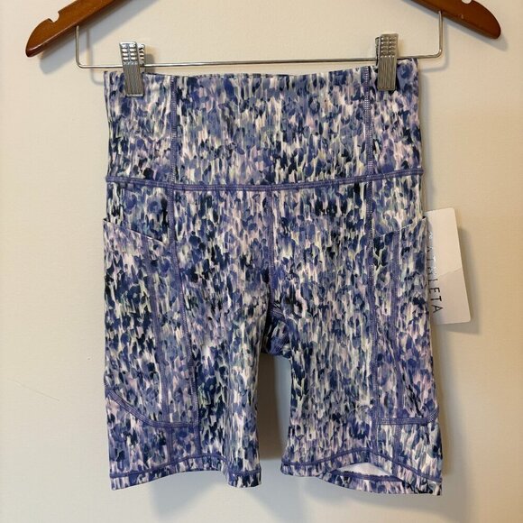 Athleta Ultimate Stash Pocket 7” Short Shorts NWT Size XS Blue Purple Green - Picture 1 of 12